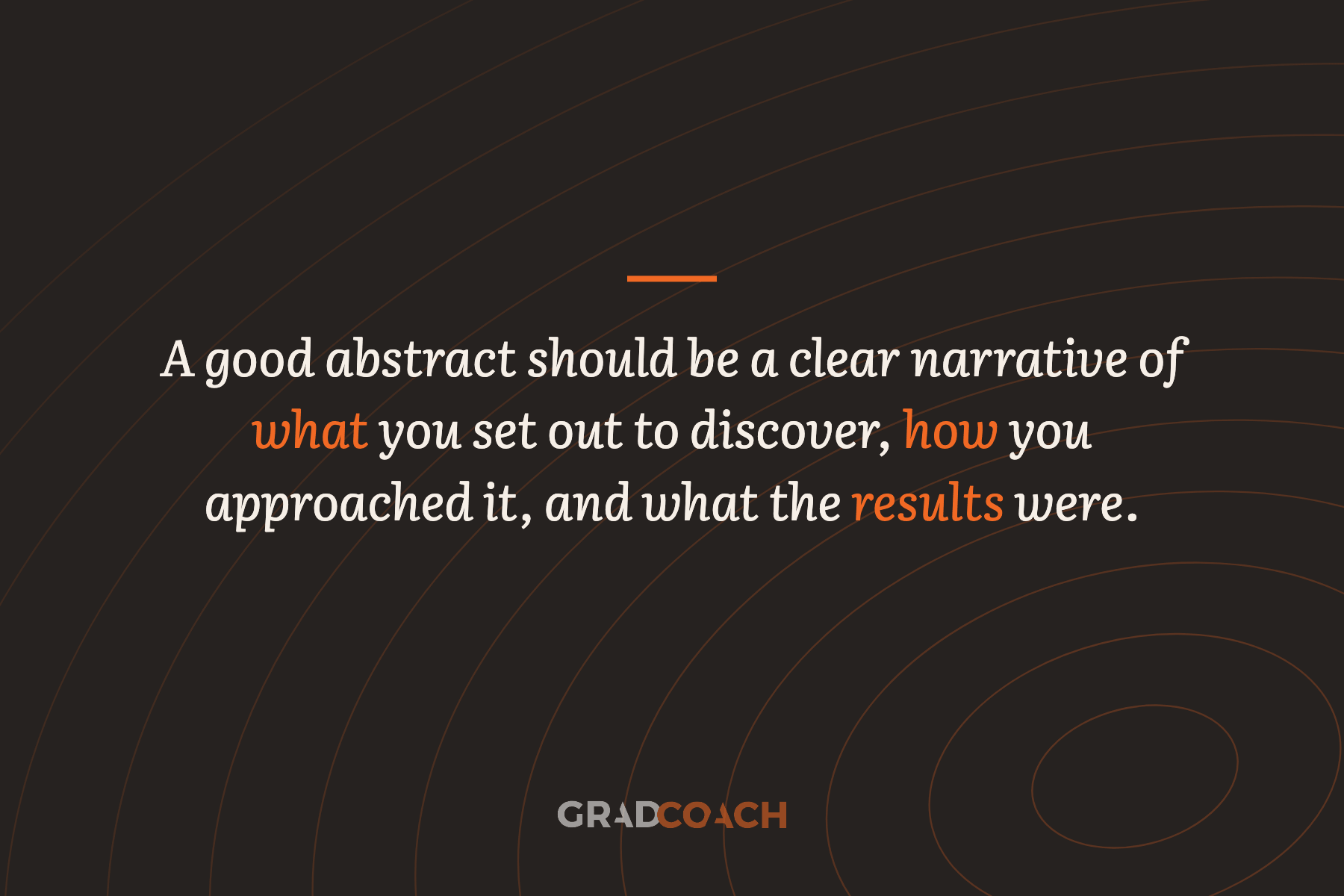 A good abstract should be a clear narrative of what you set out to discover, how you approached it, and what the results were.